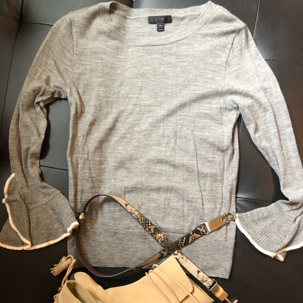 J Crew long sleeve with flare sleeve detail